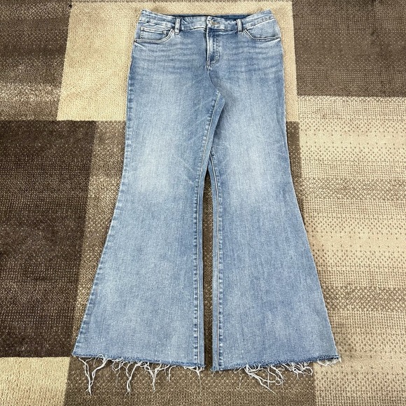 Express Denim - Express Jeans Womens 31X28.5 Flare Mid Rise Dark Wash Denim Stretch 70s Fray